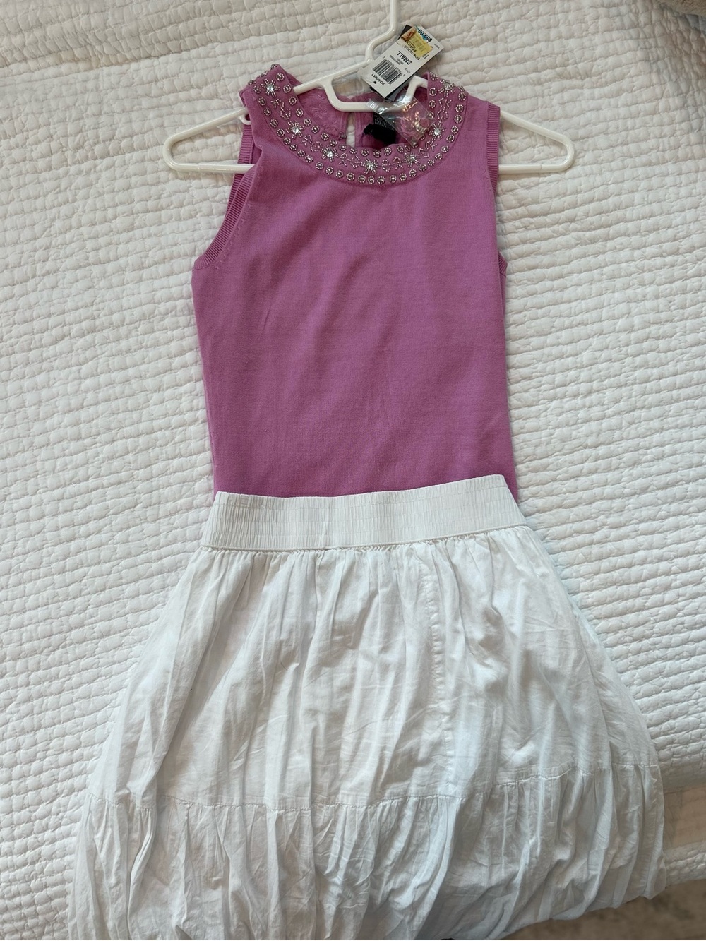 Vintage Y2K Silk Pink Tank with Jeweled Collar (NWT)